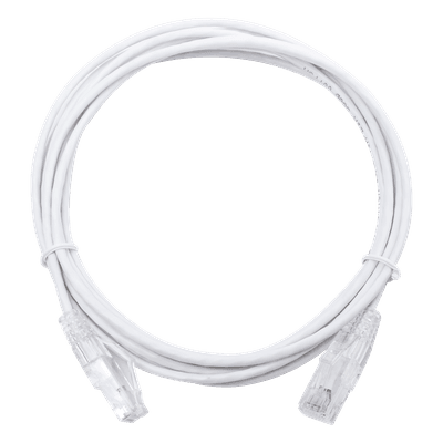 Cable de Parcheo Slim UTP Cat6 / 3 m (9.84 pies) / 28 AWG / Blanco / Sin Blindaje / 1 Gbps+