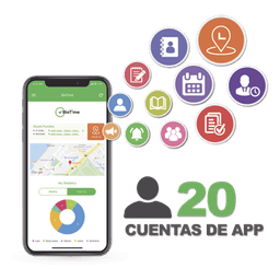 Licencia para realizar checadas de asistencia desde Smartphone (APP) con envío de fotografía y ubicación por GPS / Compatible con BIOTIMEPRO / Licencia para 20 usuarios