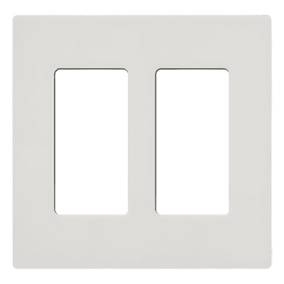 Placa de pared de 2 espacios sin tornillos visibles en acabado Snow satinado, compatible con atenuadores e interruptores Lutron Maestro, Diva, Claro y controles Pico