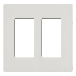 Placa de pared de 2 espacios sin tornillos visibles en acabado Snow satinado, compatible con atenuadores e interruptores Lutron Maestro, Diva, Claro y controles Pico