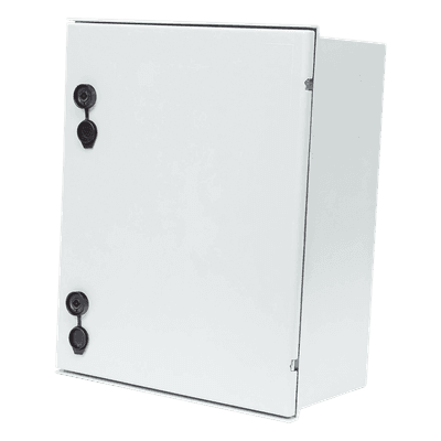 Gabinete de Poliéster IP65 Uso en Intemperie (400 x 500 x 200 mm) con Placa Trasera Interior de Plástico (Incluye Chapa y Llave).