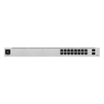 UniFi Switch USW-16-POE Gen2, Capa 2 de 16 puertos (8 puertos PoE 802.3af/at + 8 puertos Gigabit) + 2 puertos 1G SFP, 42W, pantalla informativa