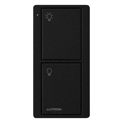 Control Pico inalámbrico de 2 botones para encender y apagar iluminación en sistemas Lutron como Caseta Wireless y RadioRA 2, color Midnight satinado