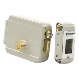 Cerradura Eléctrica / 12 VCA 2.5 A / Doble Cerrojo / Activación por Pulso 2 s / Exterior / Derecha / 129 x 103 x 38 mm