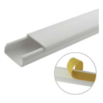 Canaleta de PVC / 20 x 10 mm / 1.83 m (6 ft) / Sin División / Autoextinguible / Adhesiva / Anti-UV