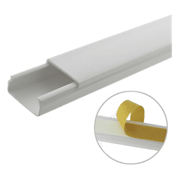 Canaleta de PVC / 20 x 10 mm / 1.83 m (6 ft) / Sin División / Autoextinguible / Adhesiva / Anti-UV
