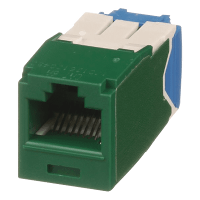 Conector Jack RJ45 Estilo TG, Mini-Com, Categoría 6A, de 8 Posiciones y 8 Cables, Color Verde