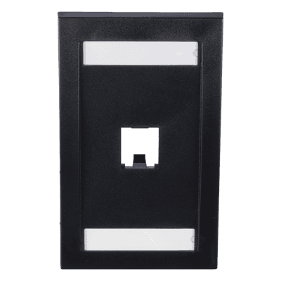 Placa de Pared Vertical / 1 Puerto Mini-Com / Espacio para Etiquetas / ABS Negro