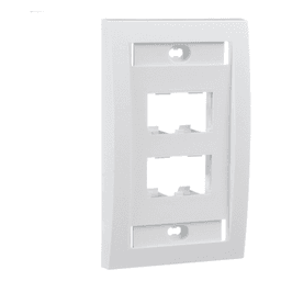 Placa de Pared Vertical / 4 Puertos Mini-Com / 69.8 x 114.3 mm / 2.75 x 4.5 in / Con Espacio para Etiquetas / Blanco