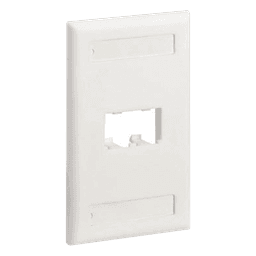 Placa de Pared Vertical / 2 Puertos Mini-Com / Diseño Plano / Espacios para Etiquetas / 2.75 x 4.5 pulgadas / Blanco Mate