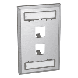 Placa de Pared Vertical / Acero Inoxidable Grado 304 / 2 Puertos Mini-Com / 2.75 x 4.5 in / Espacios para Etiquetas