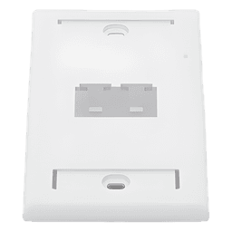 Placa de Pared Vertical / 2 Puertos Mini-Com / Diseño Inclinado / Con Espacios para Etiquetas / 2.75 x 4.5 pulgadas / Blanco