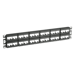 Panel de Parcheo Modular / 48 Puertos / 2 UR / 19in / Plano / Sin Blindaje / Mini-Com