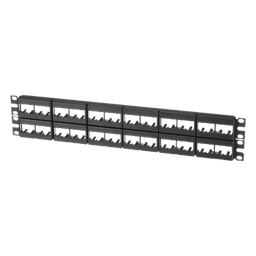 Panel de Parcheo Modular / 48 Puertos / 2 UR / 19in / Plano / Sin Blindaje / Mini-Com