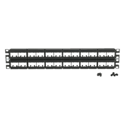 Panel de Parcheo Modular / 48 Puertos / 2 UR / 19in / Plano / Sin Blindaje / Mini-Com