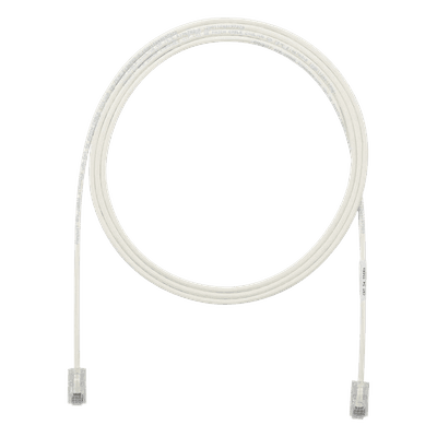 Cable de Parcheo UTP Cat6A, CM/LSZH, Diámetro Reducido (28AWG), Color Blanco Mate, 2.13 Metros (7 Pies)