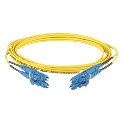Jumper de Fibra Optica Monomodo 9/125 OS2, LC-LC Duplex, OFNR (Riser), Color Amarillo, 1 Metro (3.28 Pies)