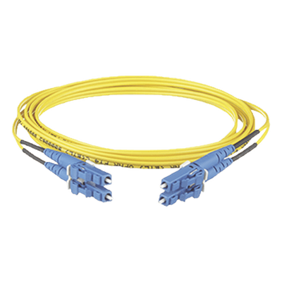 Jumper de Fibra Optica Monomodo 9/125 OS2, LC-LC Duplex, OFNR (Riser), Color Amarillo, 15 Metros (49.21 Pies)