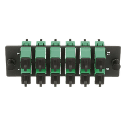 Placa Acopladora de Fibra Óptica / 12 Conectores SC/APC / Monomodo OS1/OS2 / Color Verde / Cerámica Zirconia