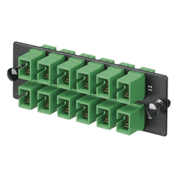 Placa Acopladora de Fibra Óptica / 12 Conectores SC/APC / Monomodo OS1/OS2 / Color Verde / Cerámica Zirconia