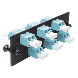 Placa Acopladora de Fibra Óptica / 12 Fibras OM3/OM4 / 6 Conectores LC Dúplex / Cerámica Zirconia / Color Aqua