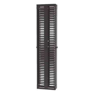 Organizador de Cables Vertical / Doble Frente y Posterior / 45 Unidades / 8 in de Ancho / Acero y ABS / Push-to-Close