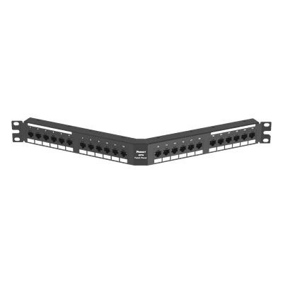 Panel de Parcheo Angulado / Categoría 6A / 24 Puertos / 1UR / 10GBASE-T / PoE++ 100W