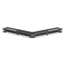 Panel de Parcheo Angulado / Categoría 6A / 24 Puertos / 1UR / 10GBASE-T / PoE++ 100W