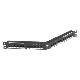Panel de Parcheo Angulado / Categoría 6A / 24 Puertos / 1UR / 10GBASE-T / PoE++ 100W