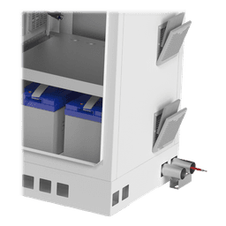 Gabinete de Piso Exterior / Rack 19" 16 U / Ventiladores con Termostato / IP-54 / Espacio para 2 Baterías / 110 VCA / 600 x 1429 x 5 mm