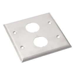 Placa de Pared Doble Industrial / 2 Puertos / Acero Inoxidable / 4.59x4.5x0.16 in / Montaje Vertical