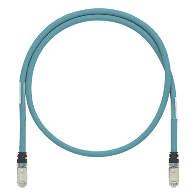 Patch Cord Cat6A de Grado Industrial 600V, Blindado SF/UTP, Calibre 26 AWG, Color Aqua, 60 cm (23.62 pulgadas).
