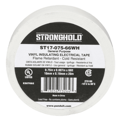 Cinta Aislante Eléctrica / PVC 0.18 mm / 19 mm x 20.12 m (66 ft) / 600V / UL 510 / -10°C a 80°C / Interior-Exterior
