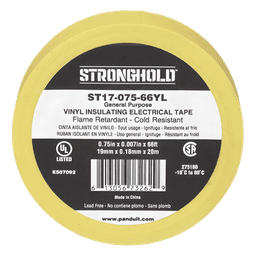 Cinta Aislante Eléctrica / PVC 0.18 mm / 19 mm x 20.12 m (66 ft) / 600V / UL 510 / Amarillo