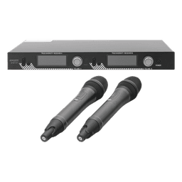 Kit de Microfonía inalámbrico | 2 Micrófonos de mano | Receptor UHF | Pantalla LCD | 200 Canales | Gran cobertura