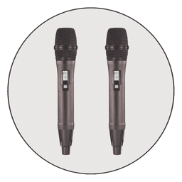Kit de Microfonía inalámbrico | 2 Micrófonos de mano | Receptor UHF | Pantalla LCD | 200 Canales | Gran cobertura