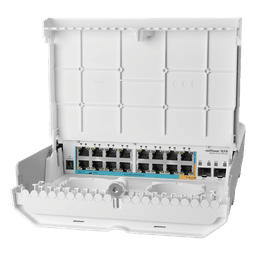 Switch exterior / 18 puertos / 15 PoE inversos / 2 SFP / IP56 / 3.6 Gbps / 12.5 pies