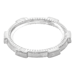 Contratuerca Metálica / Zamac 51 mm (2") / Diámetro 74 mm / Estrías para Continuidad de Tierra / Acabado Zinc Bruñido