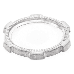 Contratuerca Metálica / Zamac 51 mm (2") / Diámetro 74 mm / Estrías para Continuidad de Tierra / Acabado Zinc Bruñido