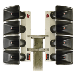 Altavoz de Arreglo Direccional DSA6 / 6 Bocinas de 100 W / 600 Watts Totales / 121 dB(C) a 100 ft (30.5 m) / Alcance 3400 ft (1036 m) a 70 dB(C) / Proyectores de Fibra de Vidrio / Gabinete de Aluminio / 200-2000 Hz / UltraVoice Controller