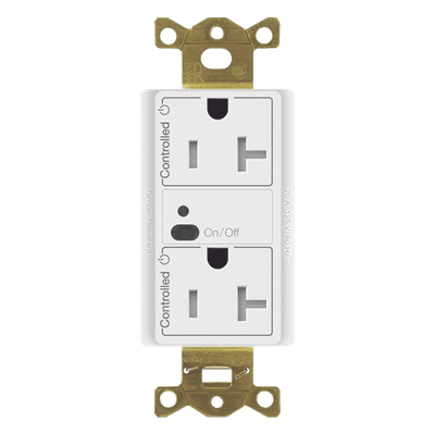 Receptáculo inalámbrico de 20 A tipo dúplex con ambos contactos controlados, tecnología Clear Connect, para sistema Vive de Lutron, color blanco