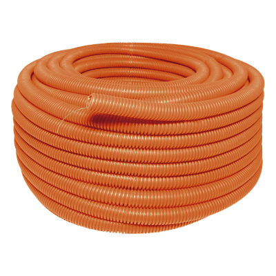 Manguera Poliducto Corrugado Flexible Naranja Reforzado de 3/4" x 50 m Para Instalaciones Eléctricas /Polietileno Alta Densidad HDPE/ Sin guía /Resistente a Intemperie.