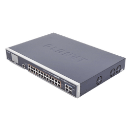 Switch Administrable L3, 24 puertos Gigabit PoE 802.3bt, 2 puertos 10G SFP+, Pantalla Tactil, Fuente Redundante, (600W)