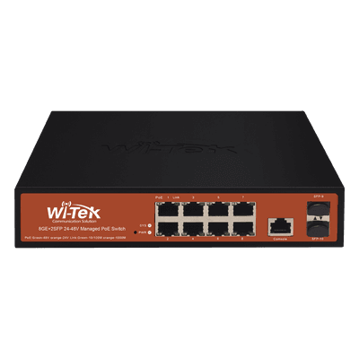 Switch Administrable PoE / 8 Puertos Gigabit / 2 SFP / 150W / 20Gbps / 6kV Protección Rayos / Fanless / -10 a 55°C / 0.71 x 0.46 x 0.18 pies