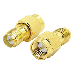 Adaptador RF / SMA Macho a SMA Hembra Inverso / Montaje en Línea / Cuerpo Bronce con Oro / Aislante Teflón