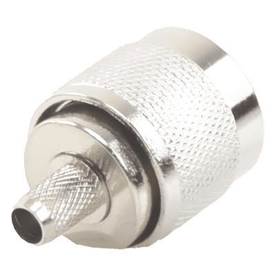 Conector N Macho / Anillo Plegable / 75 Ohm / RG-59 / Níquel-Oro-Teflón / Montaje en Línea