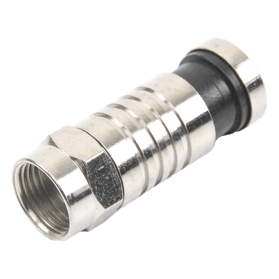 Conector F Macho / Compresión en Línea / Cable RG-59 / Cuerpo Bronce Niquelado / Contacto Oro / Aislante Teflón