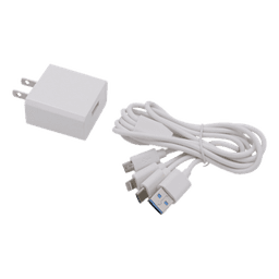 Cargador de pared USB de 5 Vcc 2A / Multi-puertos / USB-C / Micro USB / Tipo C / Lightning (iPhone) / Extensión de cable 1.2 metros
