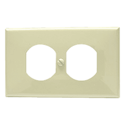 Placa de plástico para contacto dúplex color marfil.