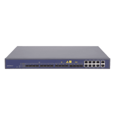 OLT de 8 puertos EPON con 16 puertos Uplink (8 puertos Gigabit Ethernet + 4 puertos SFP + 4 puertos SFP+), hasta 512 ONUs
